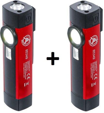 Lampara de mano COB-LED / UV de aluminio 1 W x2 piezas