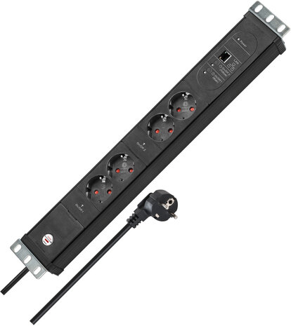 Regleta 2 tomas negra 3 m H05VV-F 3G1,5 formato 19