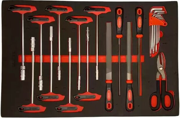 Carro de herramientas de 344 piezas con superficie superior de madera