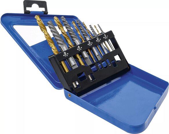 Extractores de tornillos y juego taladros de corte de izquierda HSS titanio-nitrurado 2 