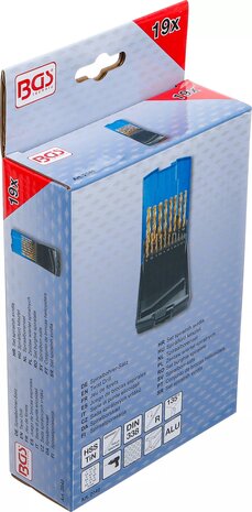 Juego de brocas espirales HSS-G nitrurado de titanio 1 - 10 mm 19 piezas