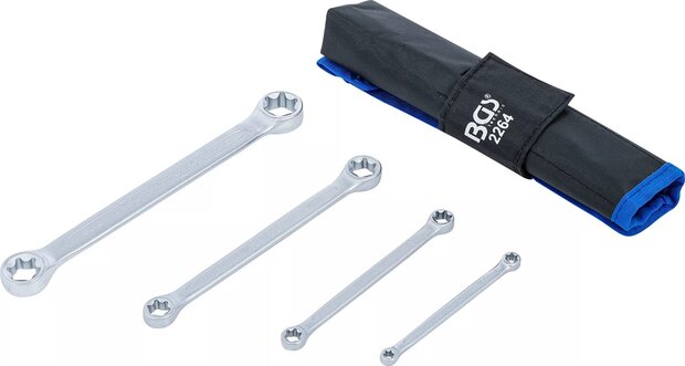 Juego de llaves de estrella dobles con cabezas E-Torx E6xE8 - E20xE24 4 piezas