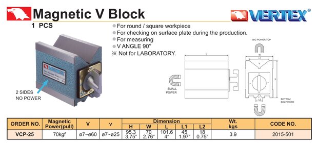 Bloque magnetico en V 7 mm &ndash; 60 mm