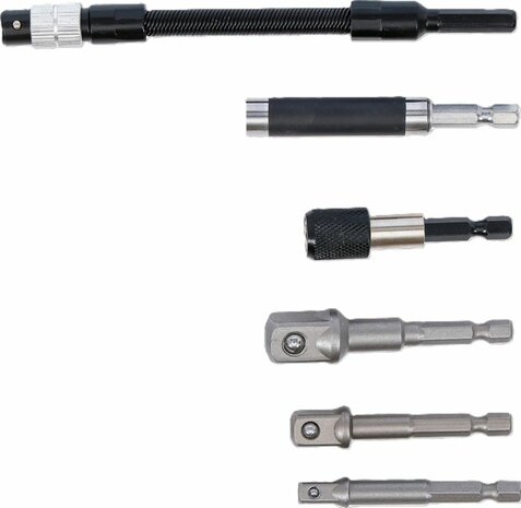 Conjunto de adaptadores y extensiones para taladros electricos 6 piezas