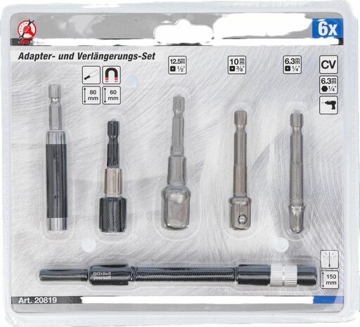 Conjunto de adaptadores y extensiones para taladros electricos 6 piezas