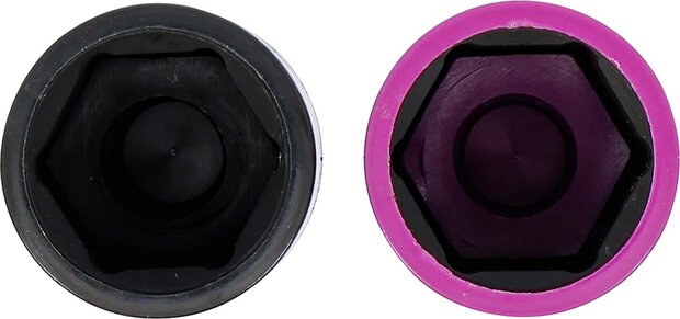 Juego de vasos de impacto con protector de plastico 12,5 mm (1/2) 20,5 / 21,5 mm 2 piezas