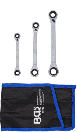 Juego de llaves combinadas dobles con carraca reversible 4 en 1 3 piezas