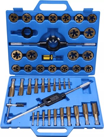 Juego de machos y terrajas 45 piezas, recubrimiento de titanio M6&ndash;M24
