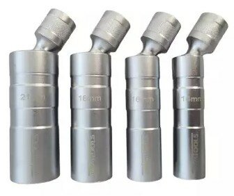 Juego de vasos para bujias 3/8 magneticos flexibles de 4 piezas