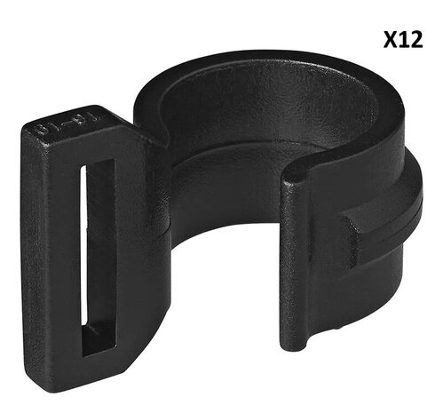 Clip para poste de tienda de campana de 20-25 mm con ranura negra x12 stuks