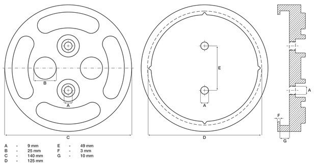 Plato de goma para plataformas elevadoras &Oslash; 140 mm