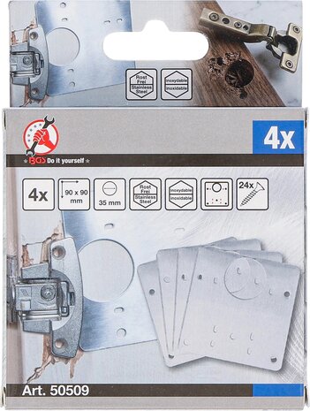 Juego de placas de reparacion de bisagras acero inoxidable 4 piezas
