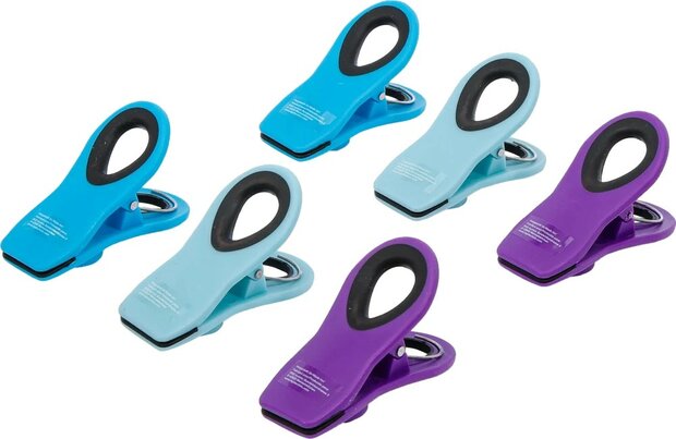 Juego de clips de cierre multiuso magnetico de colores 6 piezas