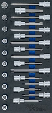 Bandeja de herramientas 1/3: Juego de conectores de bits 12,5 mm (1/2 pulgada) T-Star (p