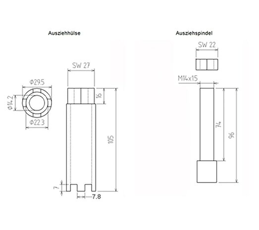 Extractor de inyectores para MAN, Mercedes cuatro dientes