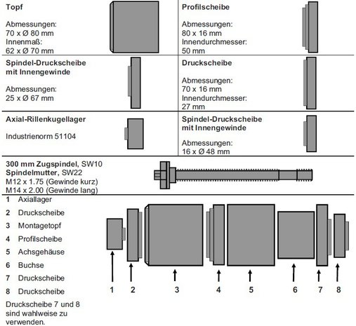 Juego de extractor de silentblocks para BMW E38, E39 7 piezas