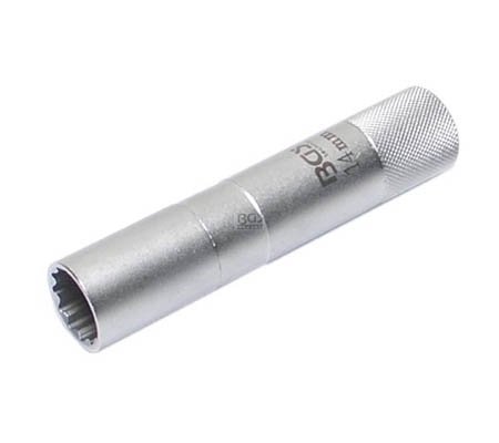 Vaso para bujias magnetico, 12 caras, largo entrada (3/8) 14 mm