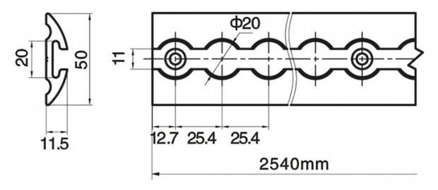 L.3000mm carril curvado de aluminio