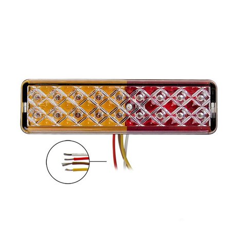 Luz trasera 12 24V 3 funciones 135x38mm LED con soporte negro