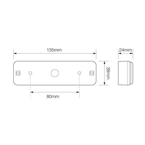 Luz trasera 12 24V 3 funciones 135x38mm LED con soporte negro