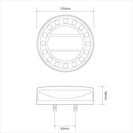 Luz trasera 12 24V 4 funciones 125mm LED