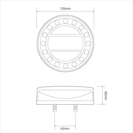 Luz trasera 12 24V 4 funciones 125mm LED
