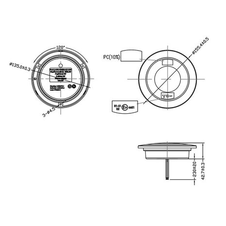 Luz trasera 3 funciones 122mm 24LED cromo