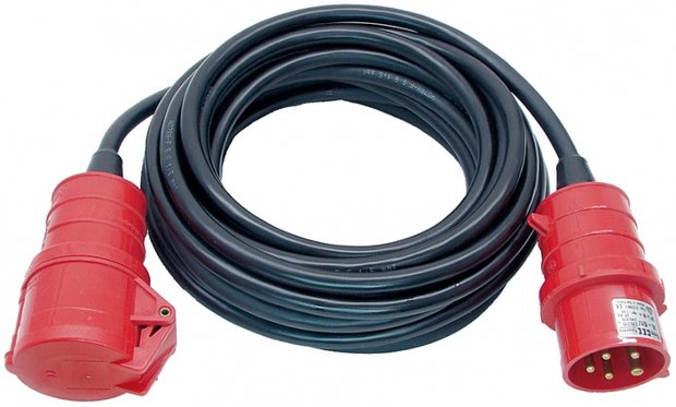 Cable de prolongacion CEE IP44 10m negro H07RN-F 5G4,0 - 5 polos