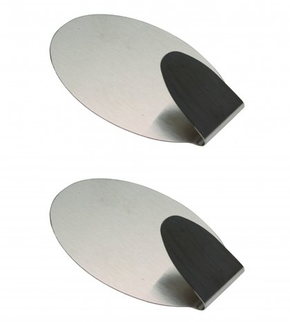 Ganchos de acero inoxidable autoadhesivo de forma ovalada, 2 unidades 3,5 x 5 cm capacid