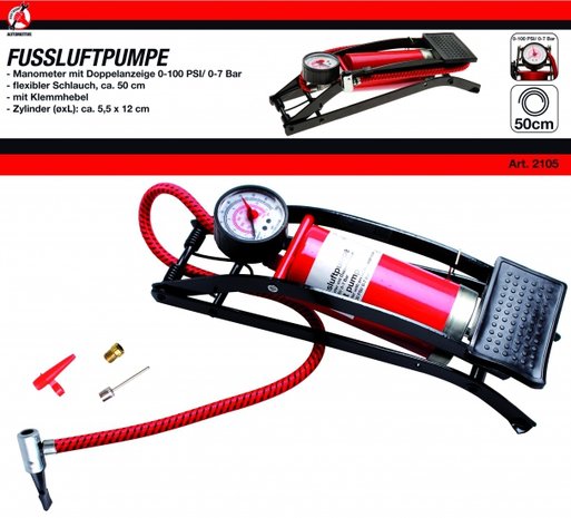 Bomba de inflado de pedal 0 - 7 bar