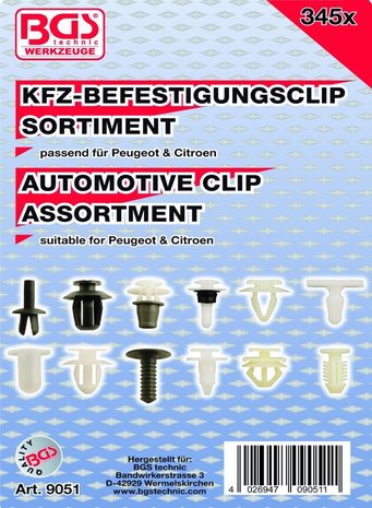 345 piezas Surtido Automotive Clip para Peugeot y Citroen