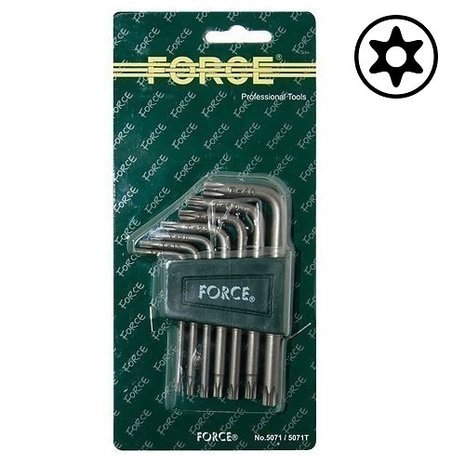 Llave Torx perforado juego 7 codos macho