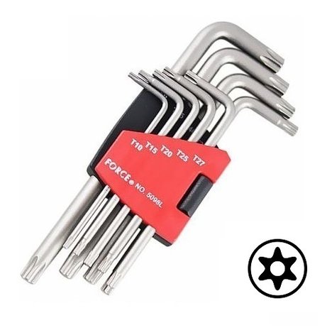 Llave Torx perforado juego 9 codos macho