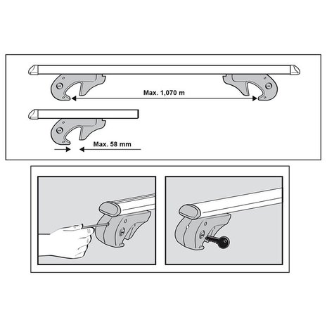Portaequipajes de techo de aluminio de 120 cm y 90 kg