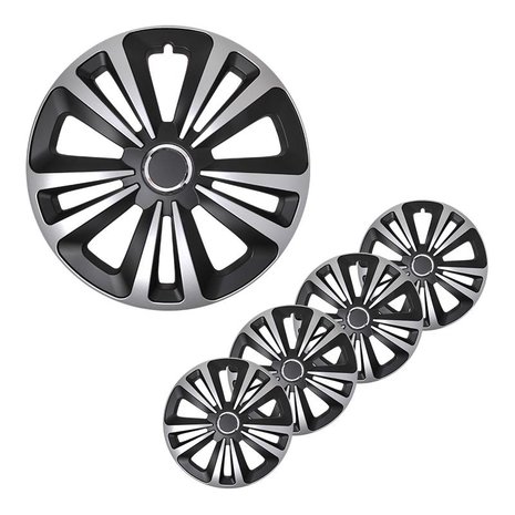 Tapa de ruedas Terra plateado/negro de 13 pulgadas x4 piezas