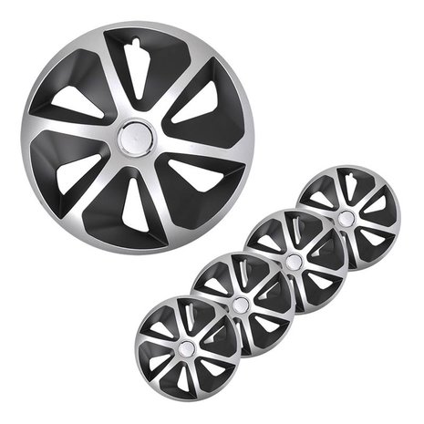 Tapa de ruedas Roco plateado/negro de 15 pulgadas x4 piezas