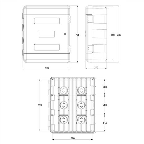 Toolbox 75,0L / 27,0x61,6x73,5cm with 2 shelves + cylinder lock