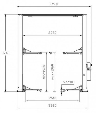 Puente elevador de 2 columnas 4 t 230 v con conexión superior