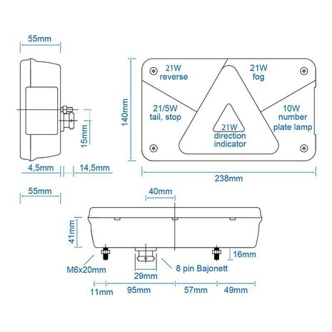 Luz trasera izquierda Aspock Multipoint V