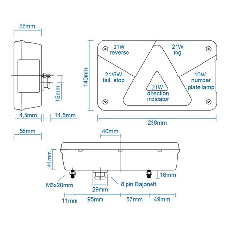 Luz trasera derecha Aspock Multipoint V