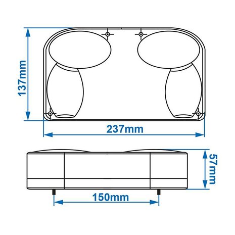 Luz trasera 6 funciones 237x137mm izquierda
