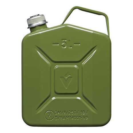 Jerry can 5L metal green with magnetic screw cap UN- & TuV/GS-approved