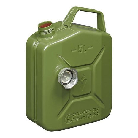 Jerry can 5L metal green with magnetic screw cap UN- & TuV/GS-approved