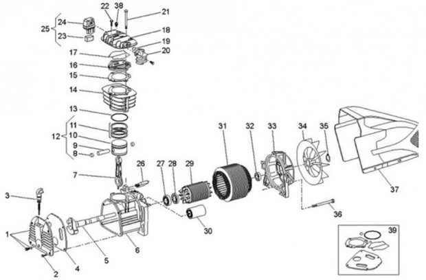 Compresor de construccion compacta con 10 bar, 10 litros