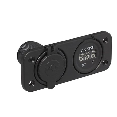 Kit de empotrar: voltimetro 6-30V + puerto USB doble tipo A 2x2100mA