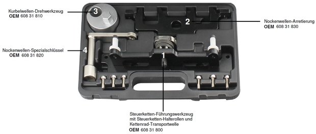 Juego de herramientas de montaje de cadena de distribucion para motor Mercedes 651