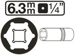 Llave de vaso hexagonal, larga entrada 6,3 mm (1/4) 4-14mm