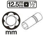 Llave de vaso especial / extractor de tornillos, largo entrada (1/2) 17-22mm