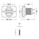 Caja de empotrar USB doble tipo A 3100mA 12V 24V