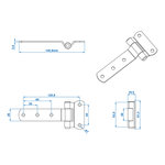 Bisagra tipo T 143x61mm